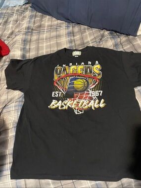 NBA Indiana Pacers Black Graphic Basketball Tee with Yellow & Blue Logo